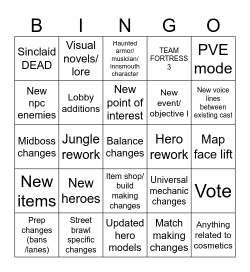 Deadlol Bingo Card