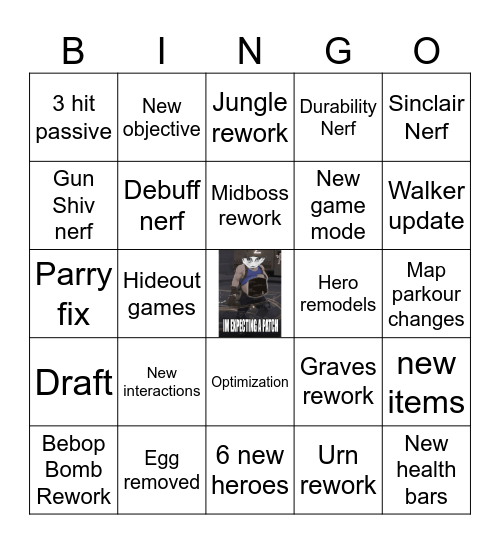 Deadlock patch Bingo Card