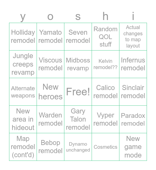 deadlock 09/29/26 patch blingo blizzard Bingo Card