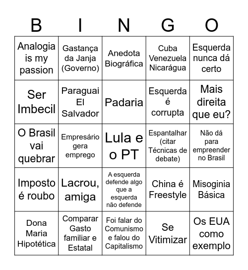 Bingo do Liberal Bingo Card