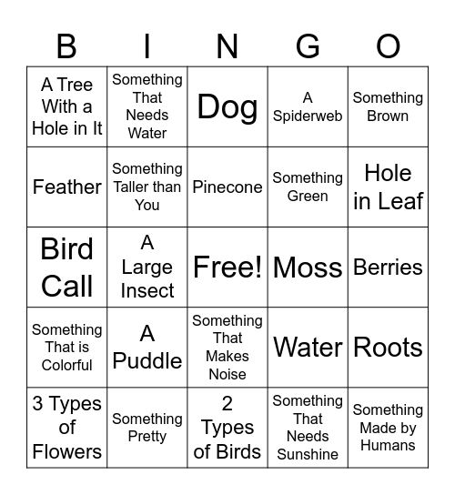 Can you spot these on your walk? Bingo Card
