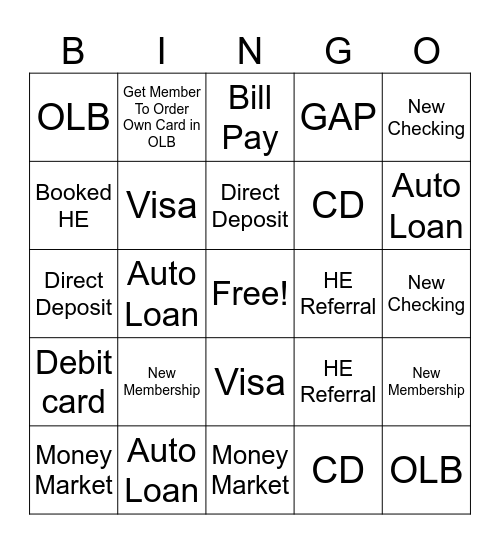 Referral Bingo Card