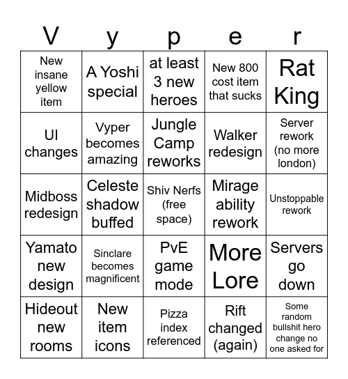 Deadlock bingo Card