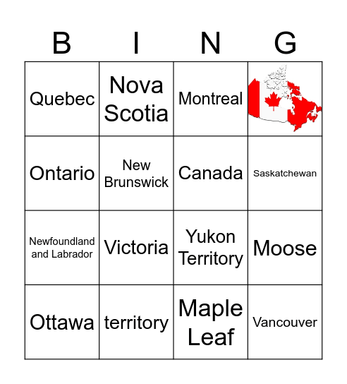 Canada Bingo Card