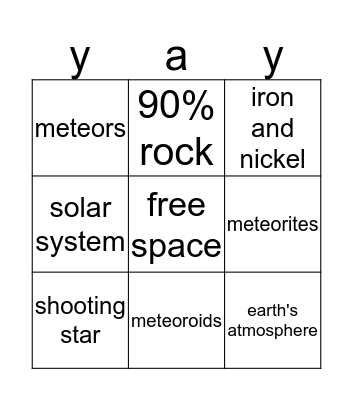 Meteors Bingo Card