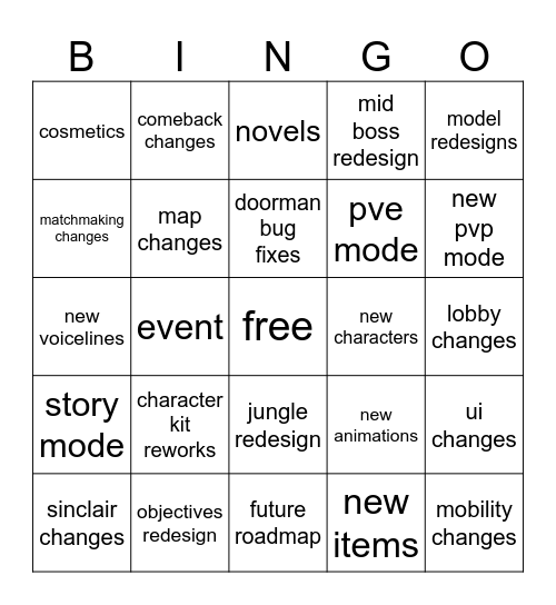 deadlock patch bingo Card