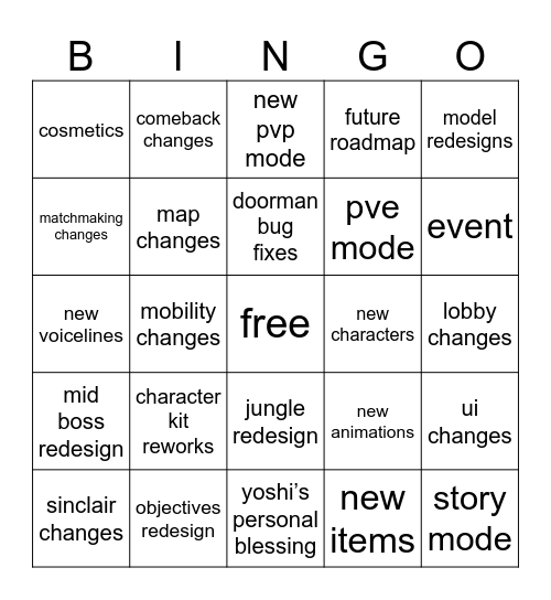 deadlock patch bingo Card