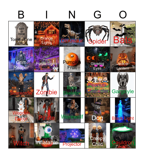 Halloween Lights Bingo Card
