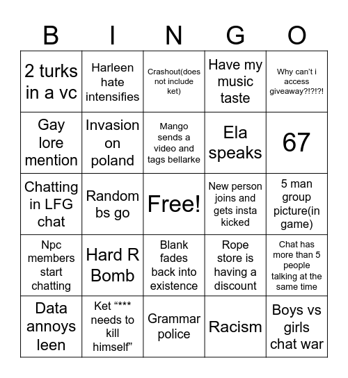 Seeker’s Bingo Card