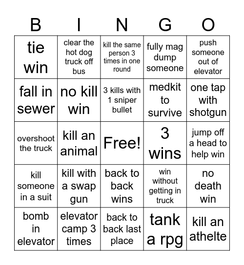 getaway shootout Bingo Card
