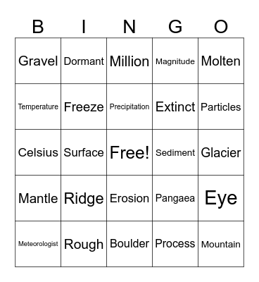 Hurricane Bingo Card
