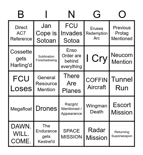 DeeJay's AC8 Bingo Board Bingo Card