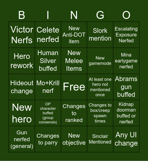 DEADLOCK BINGO!!! Bingo Card