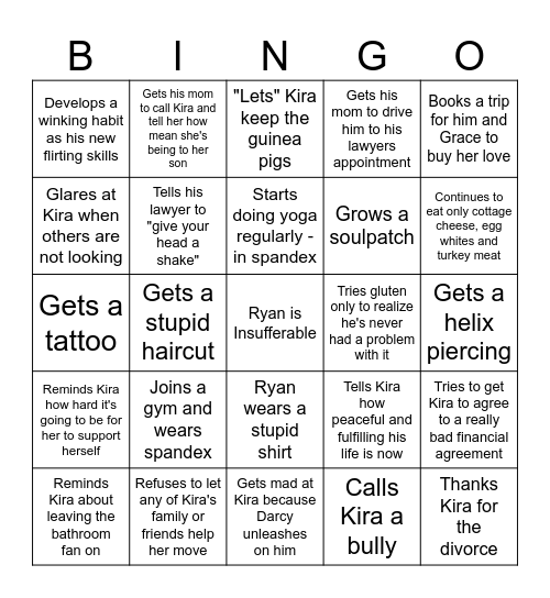 Break-up Bingo Card