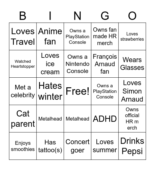 cam_writer_14 Bingo Card