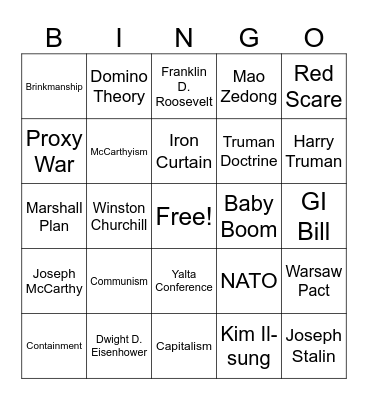 Cold War Bingo Card