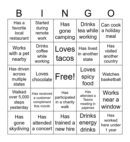 Customer Service Week Bingo Card