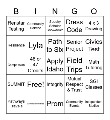 Pathways in Education Bingo Card