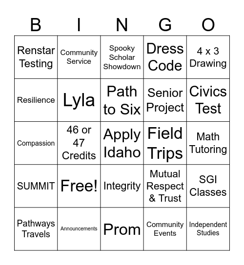 Pathways in Education Bingo Card