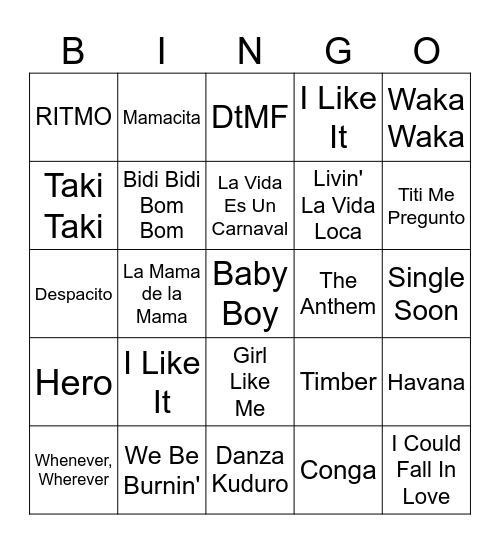 Hispanic Heritage Edition Bingo Card