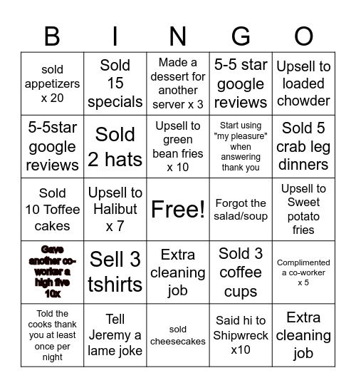 SERVER BINGO Card