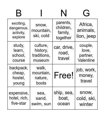 HOLIDAYS Bingo Card