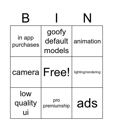 fake blender Bingo Card