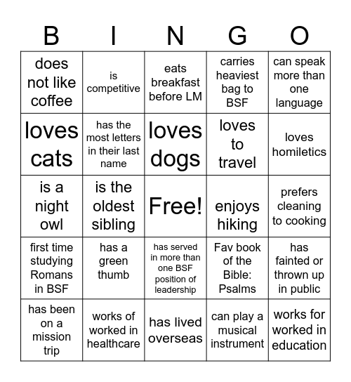 FIND SOMEONE WHO Bingo Card