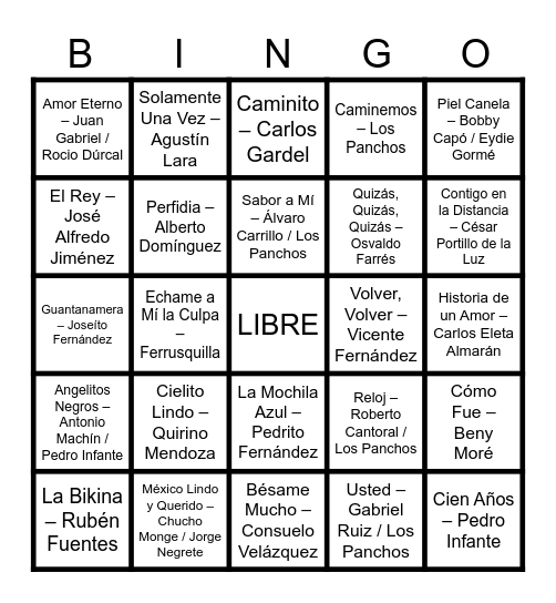 Bingo del Recuerdo Bingo Card