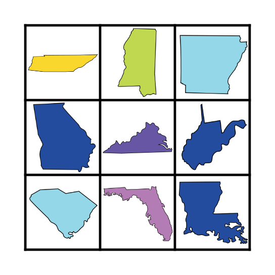 Southeast Region Bingo Card