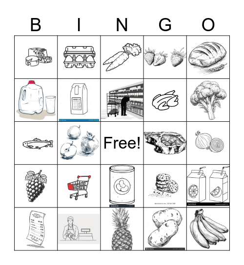 Food & The Supermarket Bingo Card