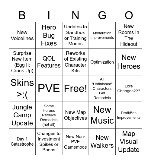 Deadlock MCU Predictions Bingo Card