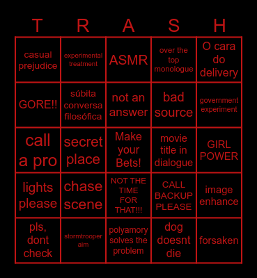 fILMES tRASH Bingo Card