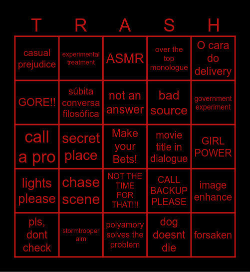 fILMES tRASH Bingo Card