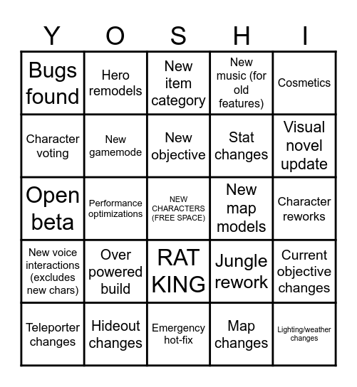 DEADLOCK PATCH DAY Bingo Card