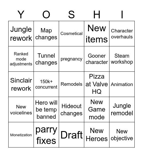 dedloc patch yoshi Bingo Card