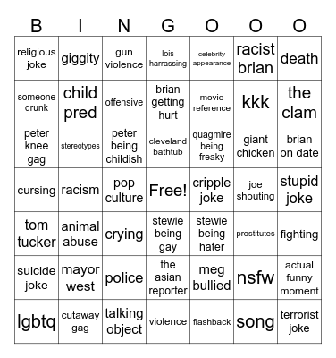 Family Gay Binger Bingo Card