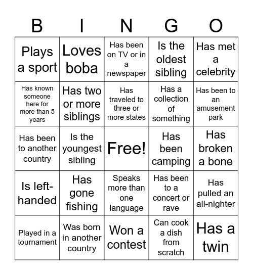 ASU Big Little Bingo Card