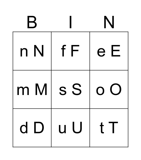 Alfabet Bingo Card