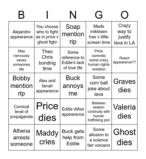 Terror Bingo Card