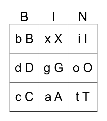 Alfabet Bingo Card