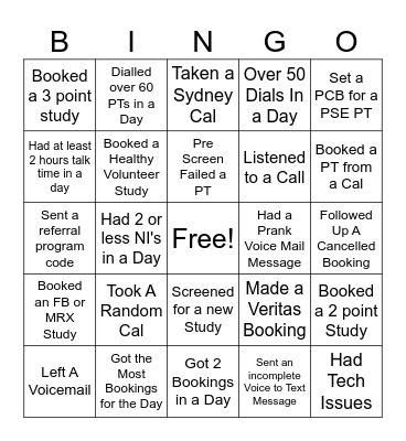 BISH BASH Bingo Card