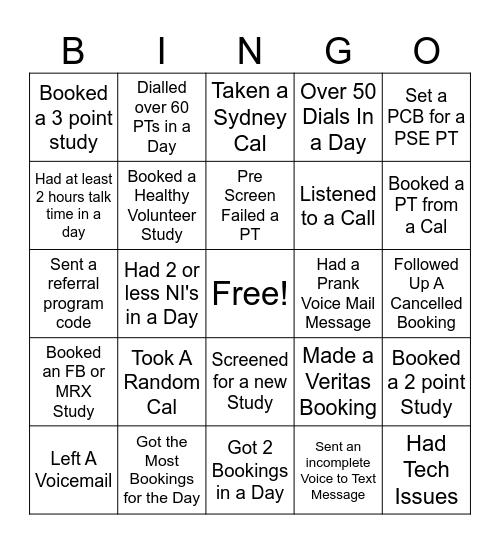 BISH BASH Bingo Card