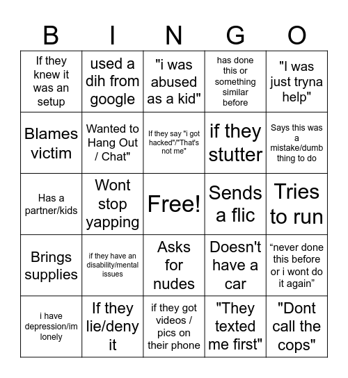 Pred Catch Bingo Card
