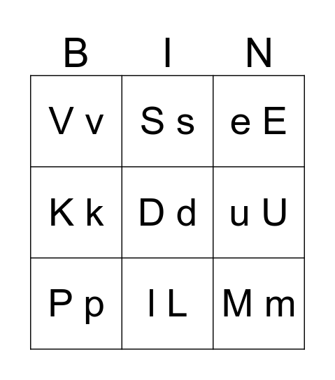 Alfabet Bingo Card