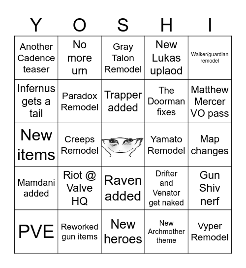 Deadlock Major Update Bingo Card