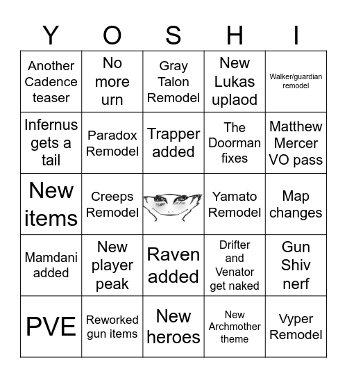 Deadlock Major Update Bingo Card