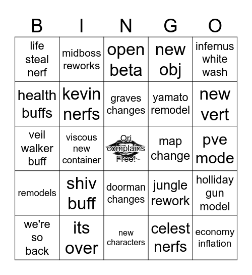 THE BIG ONE Bingo Card