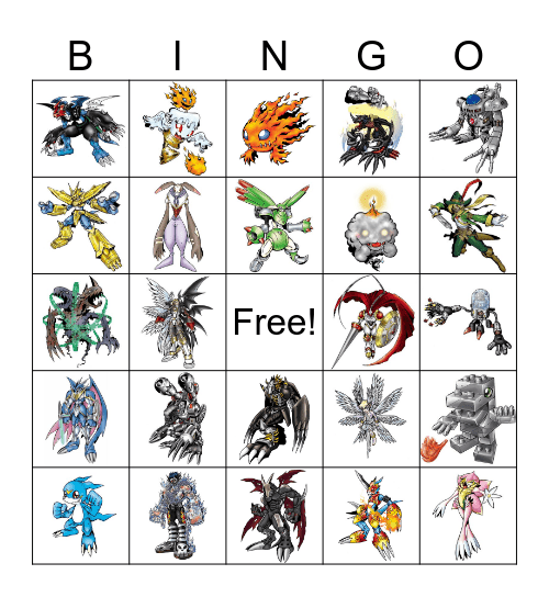 Favorite Digimon Bingo Card