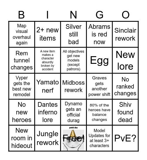 DEADLOCKY PATCHY BINGOY Bingo Card